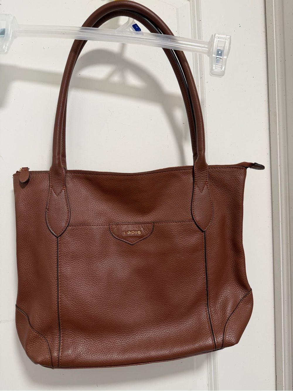 Lodis Brown Pebbled Leather Tote